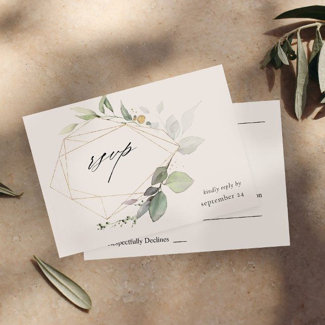 Eucalyptus Glow Gold Greenery w Meal RSVP Card (Creator Uploaded)