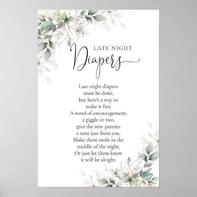 Eucalyptus Gold Baby Shower Poster (Front)