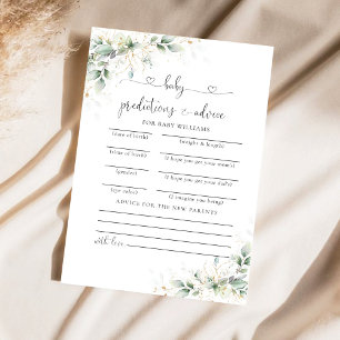 Eucalyptus Gold Baby Shower Predictions Card