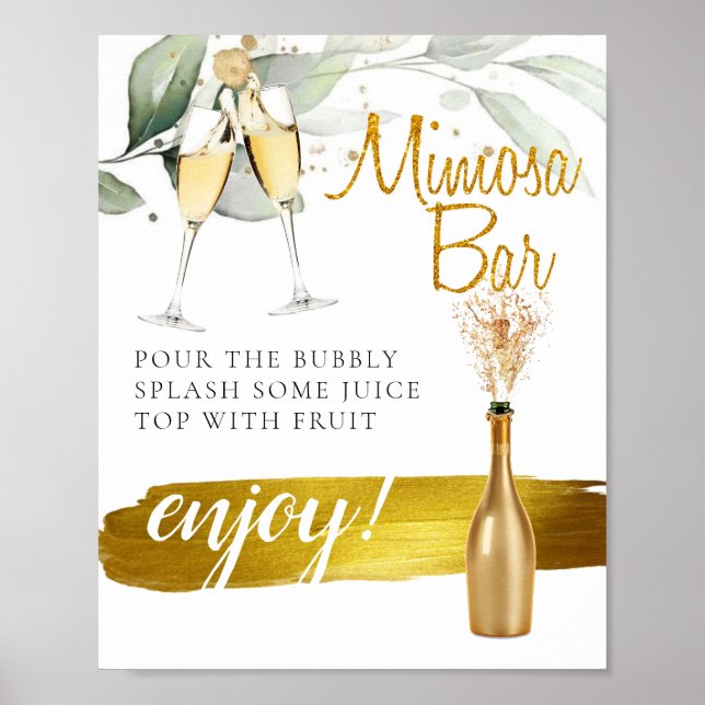 Eucalyptus Gold Bridal Brunch Mimosa Bar Sign (Front)
