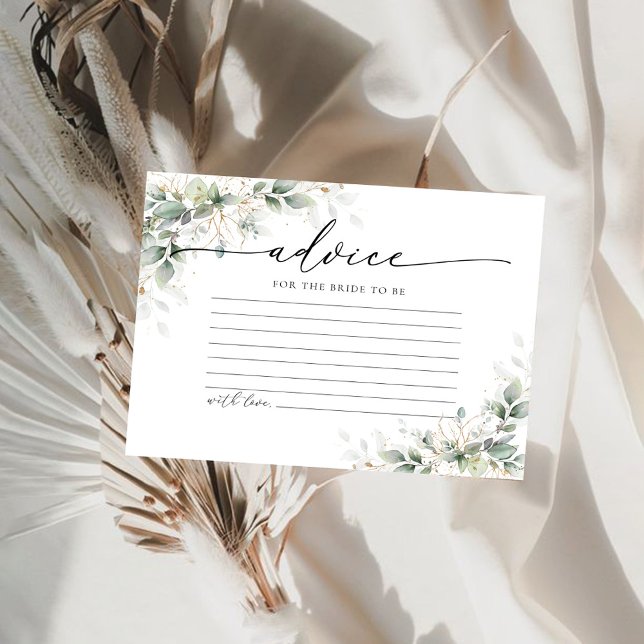 Eucalyptus Gold Bridal Shower Advice Card (Creator Uploaded)