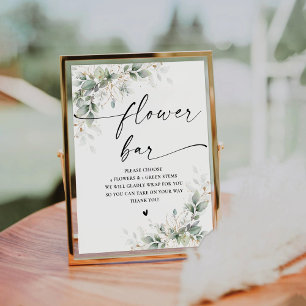 Eucalyptus Gold Bridal Shower Flower Bar Sign