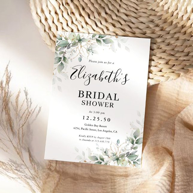 Eucalyptus Gold Bridal Shower Invitation (Creator Uploaded)