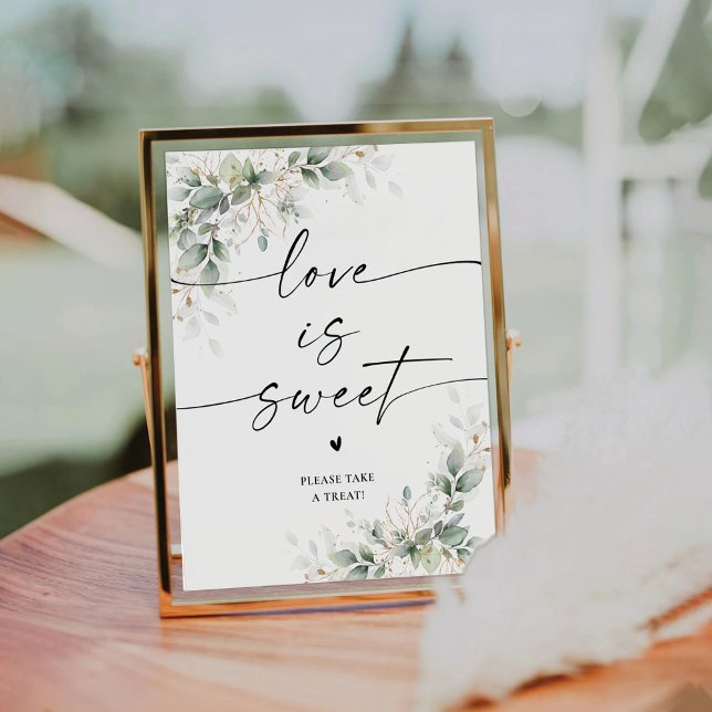 Eucalyptus Gold Bridal Shower Love Is Sweet Sign (Creator Uploaded)