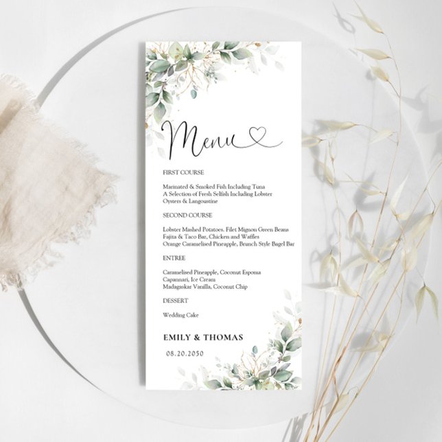 Eucalyptus Gold Bridal Shower Menu (Creator Uploaded)