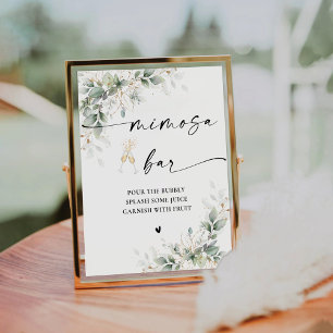 Eucalyptus Gold Bridal Shower Mimosa Bar Sign