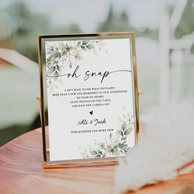 Eucalyptus Gold Bridal Shower Oh Snap Sign (Creator Uploaded)