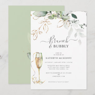 Eucalyptus Gold Calligraphy Bridal Shower  Invitat Invitation