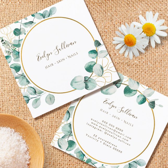 Eucalyptus gold circle business card (Creator Uploaded)