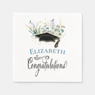 Eucalyptus Gold Congratulations Graduation Party Napkin