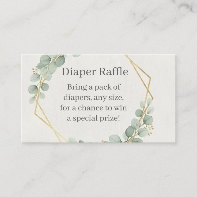 Eucalyptus Gold Diaper Raffle Insert Card | Boho (Front)