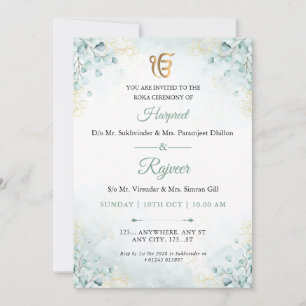 Eucalyptus Gold Ek Onkar Roka Ceremony Invitation