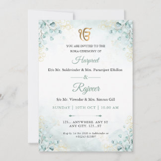 Eucalyptus Gold Ek Onkar Roka Ceremony Invitation