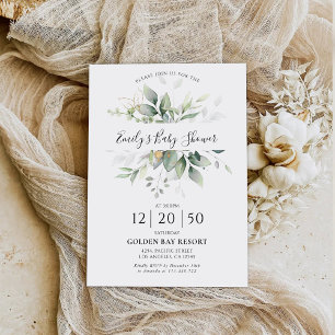 Eucalyptus Gold Floral Baby Shower Invitation
