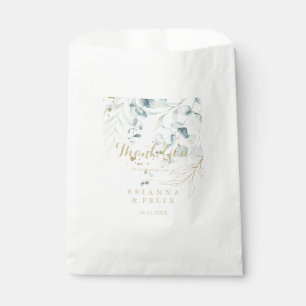 Eucalyptus Gold Floral Blue Thank You Wedding  Favour Bag