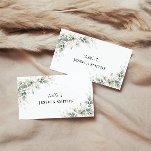 Eucalyptus Gold Floral Greenery Flat Place Card