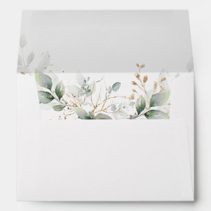 Eucalyptus Gold Floral Greenery Wedding Envelope