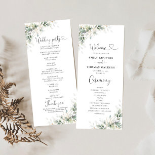 Eucalyptus Gold Floral Greenery Wedding Program