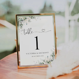 Eucalyptus Gold Floral Wedding Table Numbers
