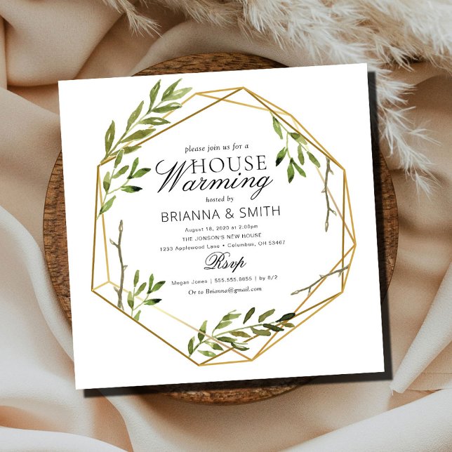 Eucalyptus Gold Foliage Housewarming  Invitation (Creator Uploaded)