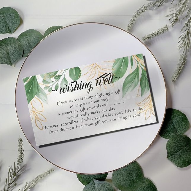 Eucalyptus Gold Foliage Wishing Well for Wedding Enclosure Card (Creator Uploaded)