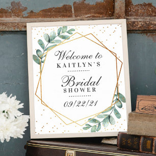 Eucalyptus Gold Geometric Bridal Shower Poster