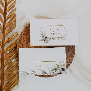 Eucalyptus Gold Geometric Flat Wedding Place Card