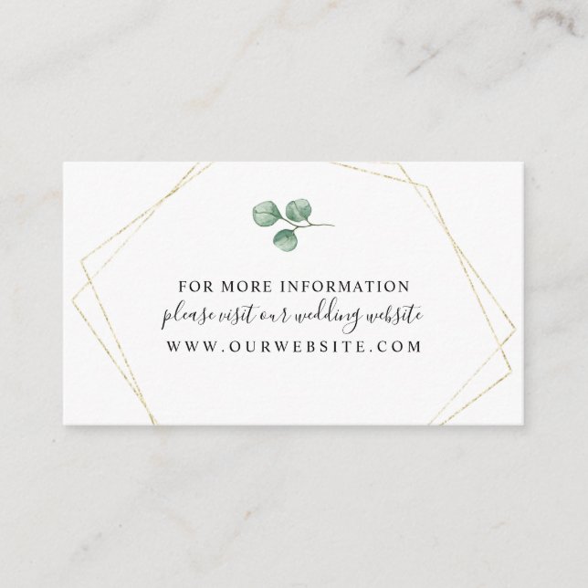 Eucalyptus + Gold Geometric Frame info Enclosure Card (Front)