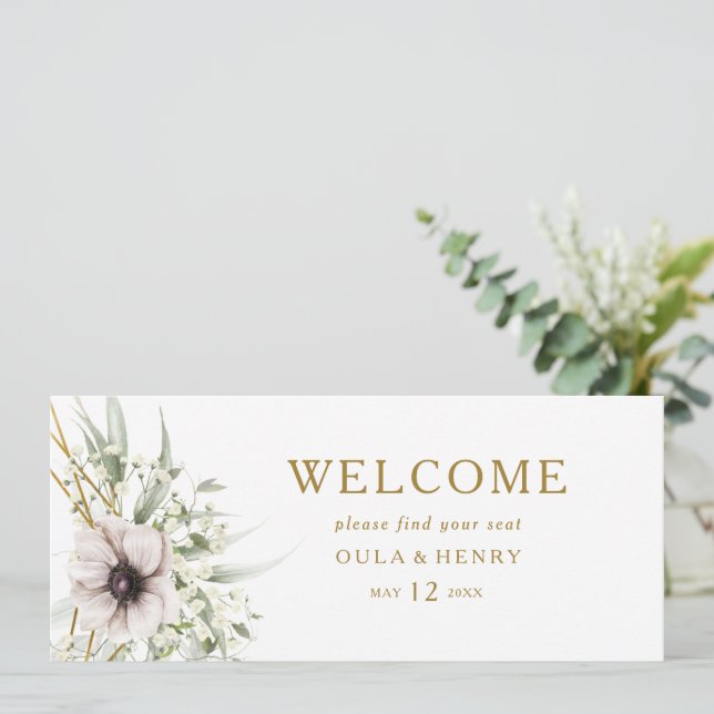 Eucalyptus Gold Geometric Hanging Seating Header (Standing Front)