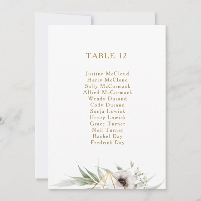 Eucalyptus Gold Geometric Table Number Chart (Front)
