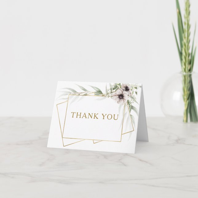 Eucalyptus Gold Geometric Thank You Card (Front)