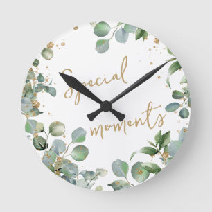 Eucalyptus gold glitter clock 2