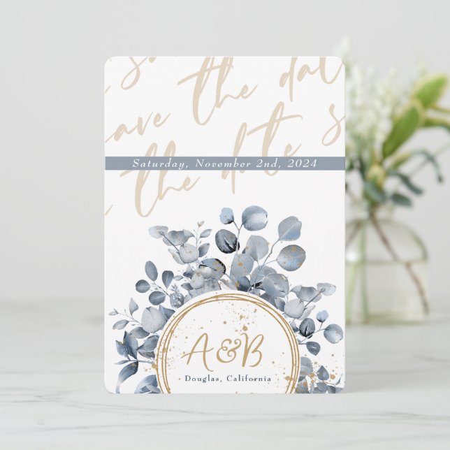Eucalyptus Gold Glitter - Code 01 Invitation (Standing Front)