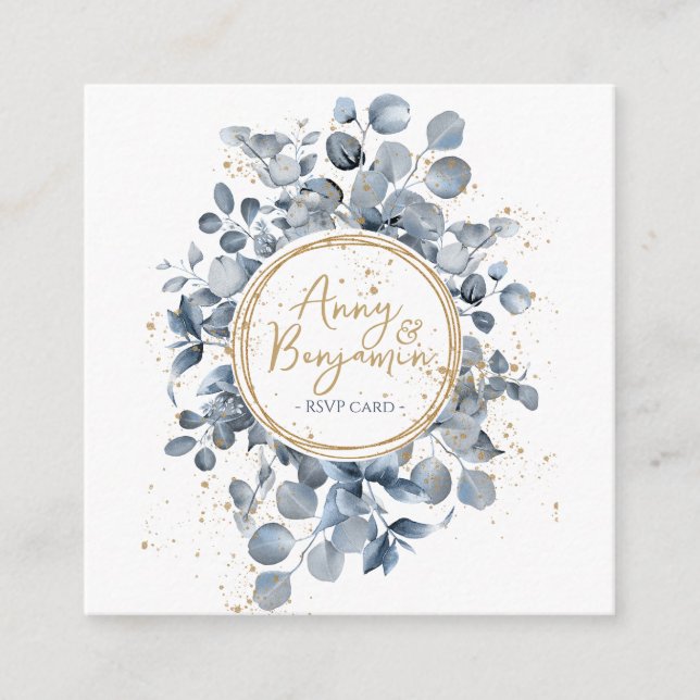 Eucalyptus Gold Glitter Code 01 - RSVP 2 Enclosure Card (Front)