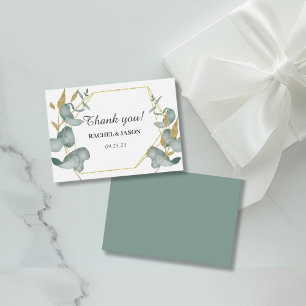 Eucalyptus Gold Glitter Foliage Wedding Thank you Card