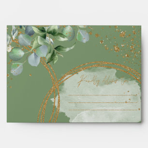 Eucalyptus Gold Glitter green envelope 2