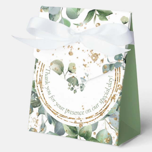 Eucalyptus Gold Glitter green Favour box 2 (Front)