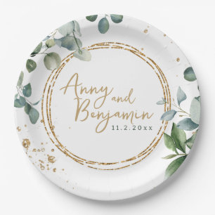 Eucalyptus Gold Glitter - Green Wedding plate 2
