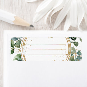 Eucalyptus Gold Glitter - Green Wedding Return Address Label