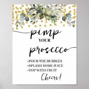 Eucalyptus Gold Glitter Pimp your Prosecco Poster