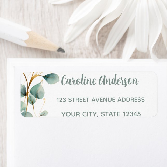 Eucalyptus Gold Green Graduation  Return Address Label (Insitu)