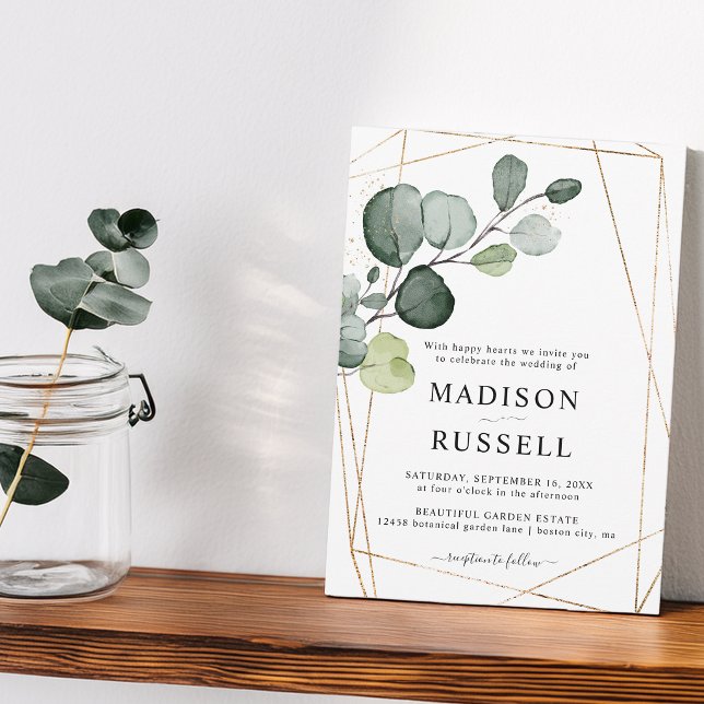 Eucalyptus Gold Greenery Wedding Invitation (Eucalyptus Gold Greenery Wedding Invitation)