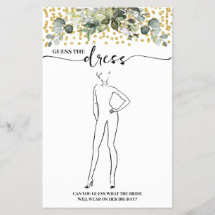 Eucalyptus Gold Guess the Dress Shower Game Card
