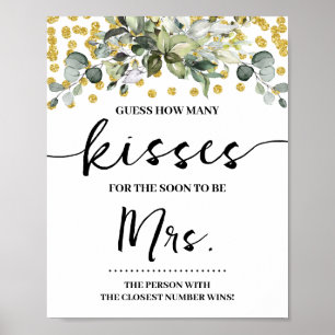 Eucalyptus Gold How Many kisses for Mrs Game Sign