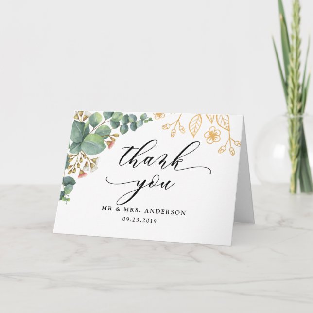 Eucalyptus Gold Leaves Card (Front)