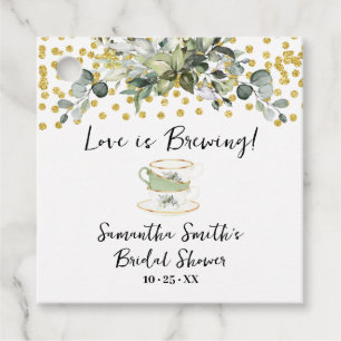 Eucalyptus Gold Love is Brewing Tea Shower Favour Tags