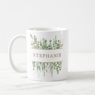Eucalyptus Gold Personalised Bridesmaid Gifts Coffee Mug