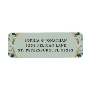 Eucalyptus Gold Sage Wedding Invite Return Address Return Address Label