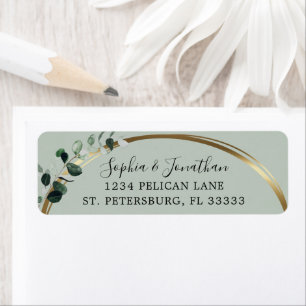 Eucalyptus Gold Sage Wedding Return Address Label