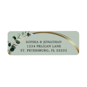 Eucalyptus Gold Sage Wedding Return Address Label